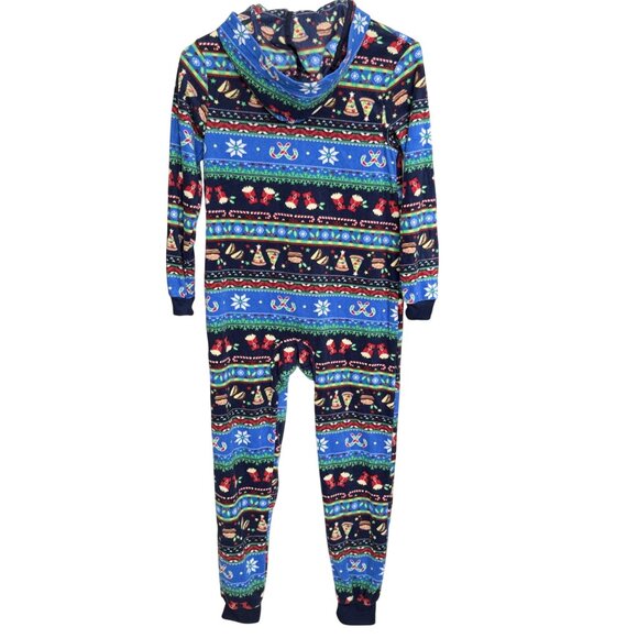 Cat & Jack Christmas-Themed Fleece Hooded Onesie Pajamas Unisex Kids Medium NWT - Picture 2 of 5